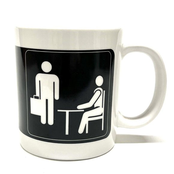 The Office Oversized Coffee Mug Spencer Gifts Dunder Mifflin White Black Banner - Picture 3 of 8